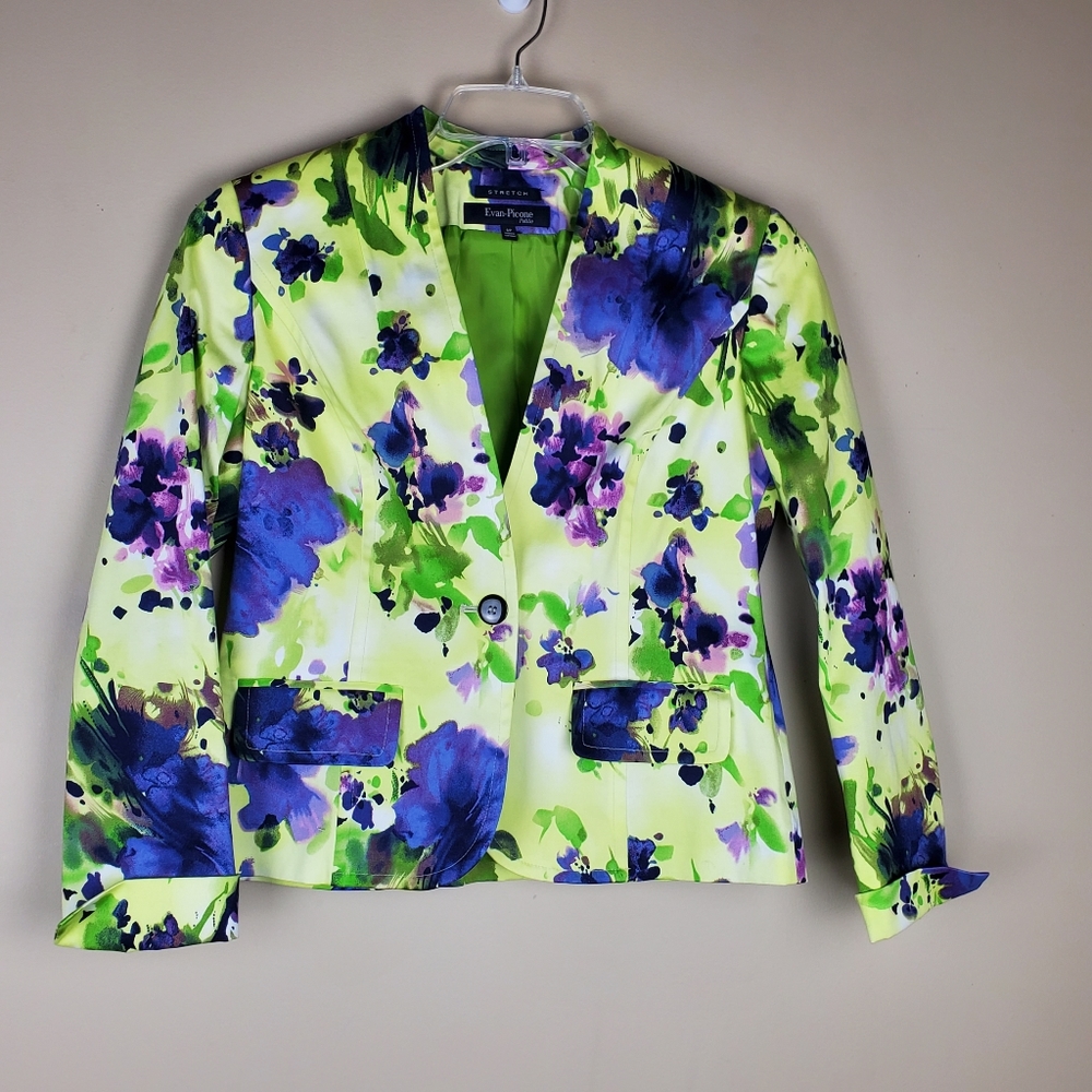 Evan Picone Colorful Floral Blazer - Size 6P